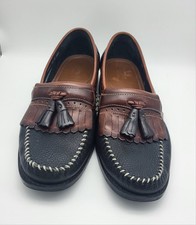 G.H. Bass Weejuns Loafers Black Brown Leather Tassel Slip On Shoes Mens 10D