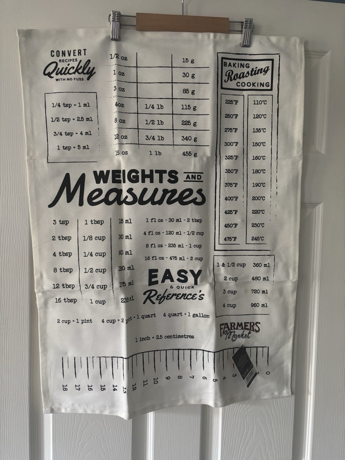 Bnwt Creative Tops Farmers Market Cooking Measurements Large Cotton Tea Towel