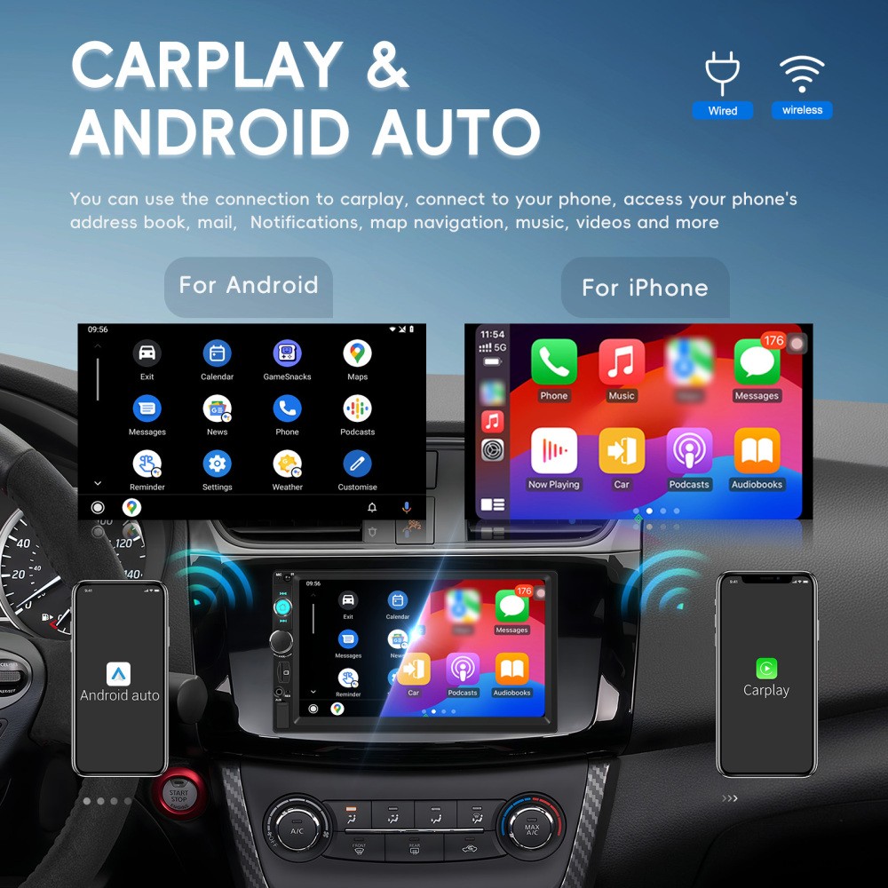 DAB+ 7" Touchscreen 2 DIN Autoradio Carplay Android Auto USB Bluetooth Radio FM foto 4