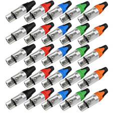 25x 3Pin XLR Female Solder Connectors Color-Coded Balanced Audio Plugs for Mic