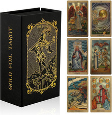 78 Tarot Cards with Guide Book,Rider Waite Tarot Deck,Gold Foil Tarot Cards Deck