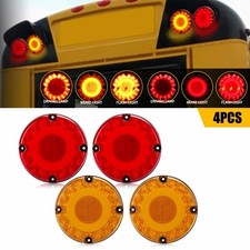 Led 7in Round Redamber Tail Light Rear Brake Drl Turn Signal Bus Truck Trailer