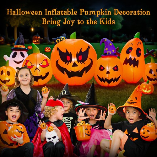 Inflables de Halloween de 9 pies calabaza decoraciones al aire libre con lindo gato elegido y... - Imagen 2 de 7