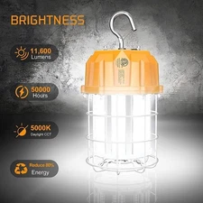80W LED Temporary Work Light 11,600Lm Construction Jobsite High Bay Light 5000K