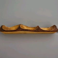 Live Edge Wood Serving Dish 3 Compartment Bark Rustic Luau Desk Entry