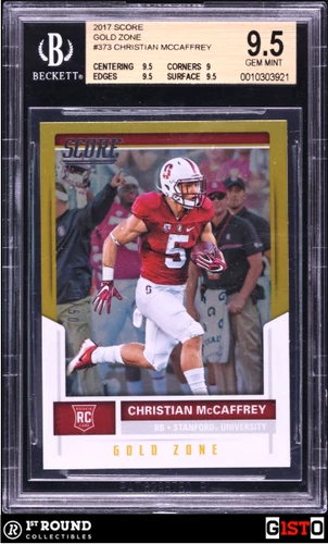 POP 1 Christian McCaffrey RC BGS 9.5: 2017 Score Gold Zone Rookie Gisto /50 #373