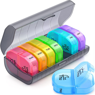 Weekly Pill Organizer 2 Times a Day,  AM PM Pill Box with 7 Detachable Pill Case
