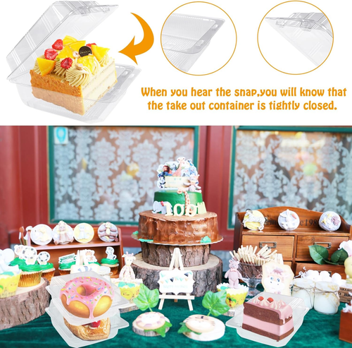100 Pcs Clear Plastic Square Hinged Food Clamshell Container,Disposable To Go... - Picture 4 of 12