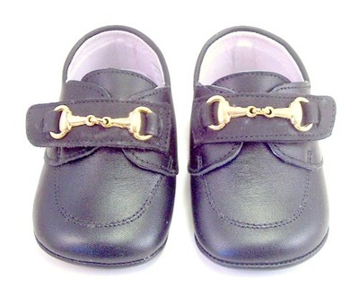 DE OSU -Spain -Baby Boys Black Leather Dress Loafer Crib Shoes -European -Size 1