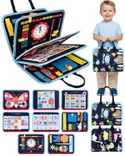 Montessori Busy Book for Toddlers, 8-Page Sensory Activity Book for Fine Moto...