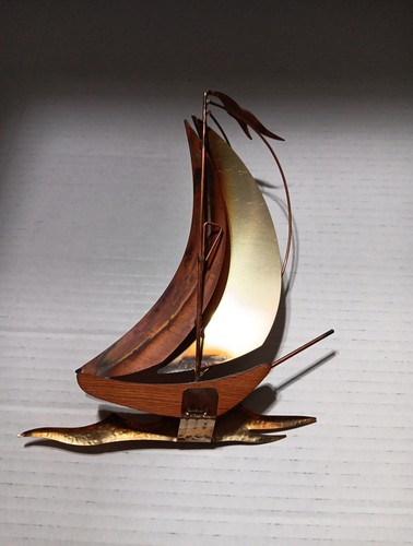 Vintage Mid Century Sailboats Metal Wall Art | Copper and Brass VTG MCM Modern - Picture 6 of 6