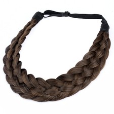 5 Strands Synthetic Hair Braided Headband Classic Chunky Wide Plaited Braids ...
