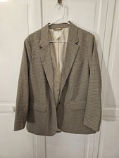 H M Women's Houndstooth Blazer, Size Medium, Brown Tan And Kahki