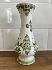 Mid-century Green Hand painted Delft Bud Vase Signed And Numbered