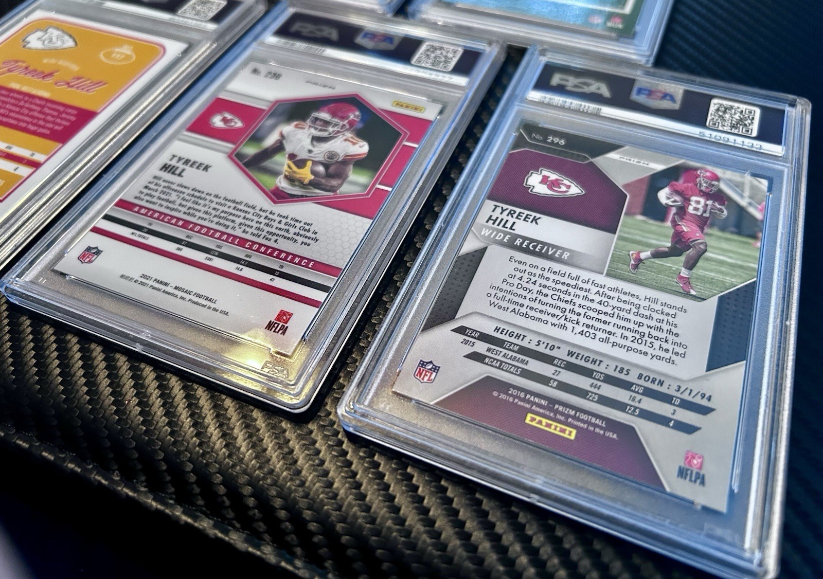 Tyreek Hill PSA Lot! PEACOCK - CRACKED ICE - OPTIC SHIELD - RATED RC - PRIZM RC view 15