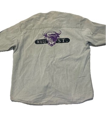 Vintage Three Rivers Wall St. Bull Button Shirt Double Sided Size Large USA Made