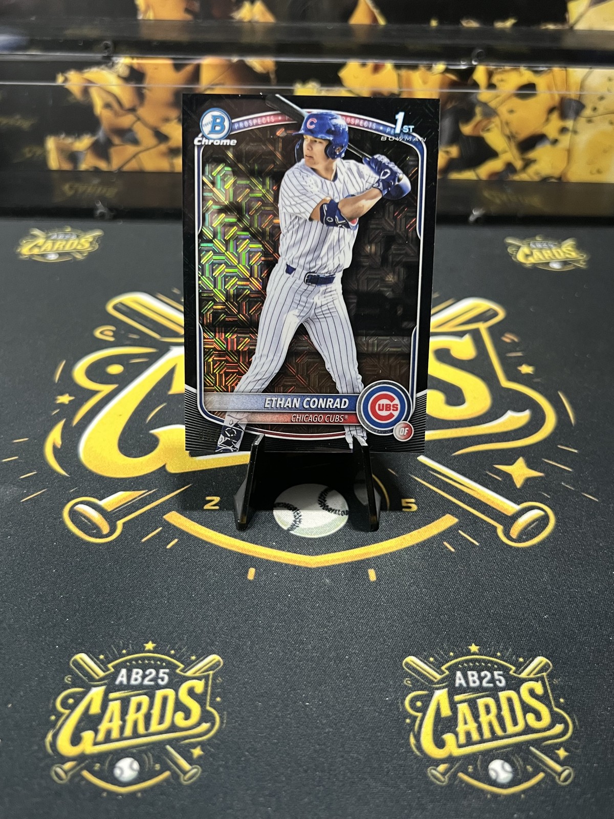 2025 Bowman Draft Ethan Conrad Chrome Black Mojo Refractor 09/10 1st Bowman Cubs