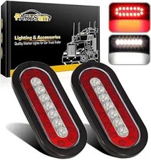 2Pcs 6.3" inch Oval Truck Trailer Led Tail Stop Brake Lights Color: Red White