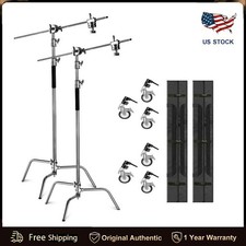 2-pack 10' Heavy Duty C Stand Century Stand with Castor Wheels for Aputure Godox