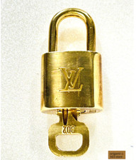 Louis Vuitton Padlock  Key Set No.302 Gold Tone Brass Bag Lock Authentic 35g LV