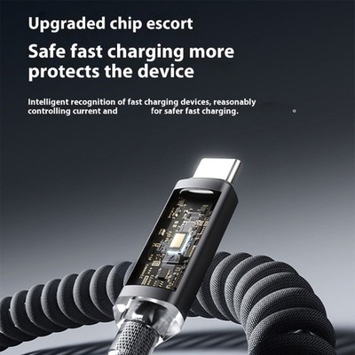 Efficient USB A to USB C Cable Spring Guard Fast Power Supply Nylon Braided