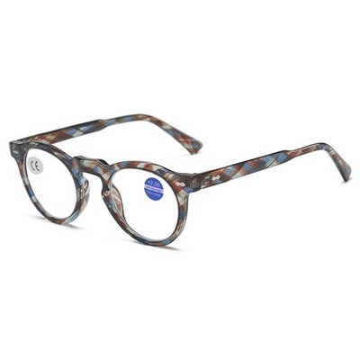 Round Blue Light Blocking Fashion Large Frame Reading Glasses Men Women