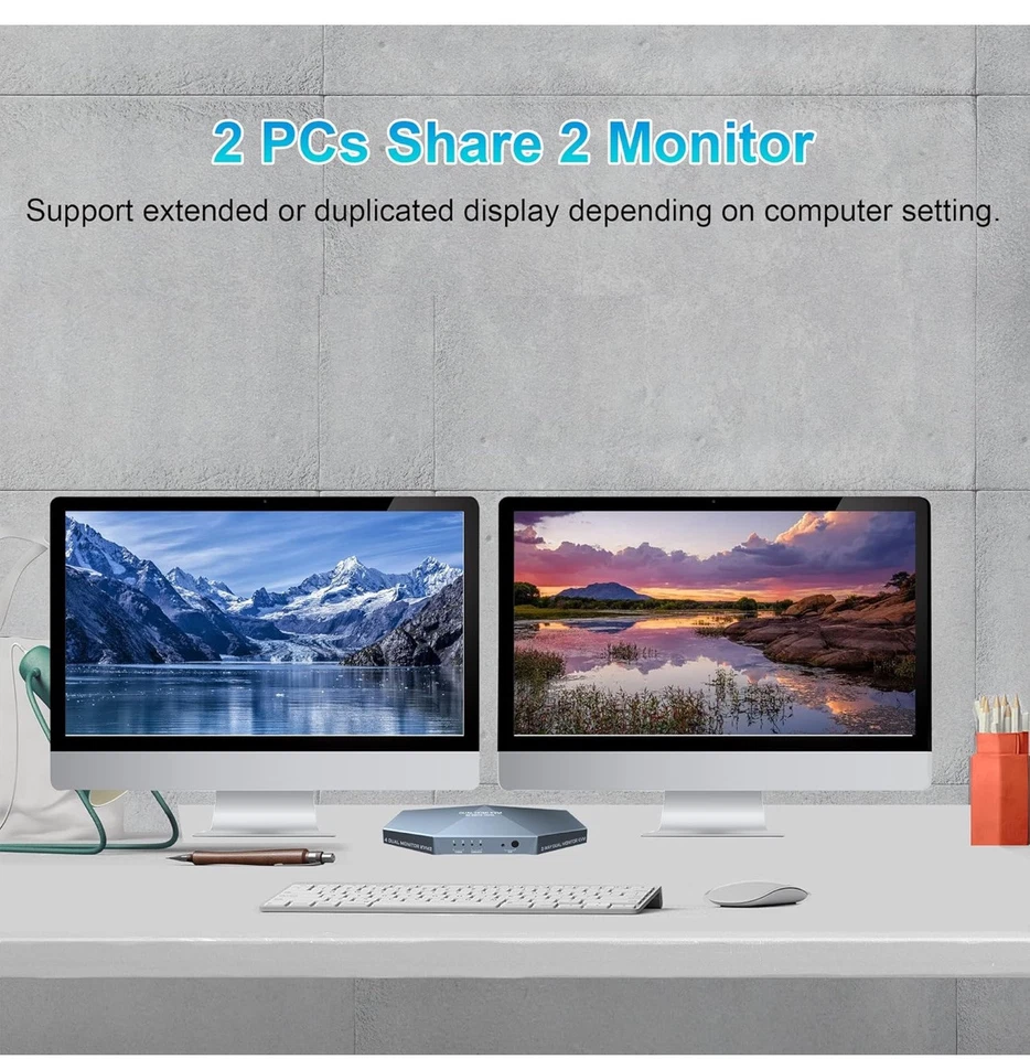 Dual Monitor HDMI 2.0 KVM Switch 2 Port Extended Display 4K@60Hz USB KVM Switch - Image 3 of 4