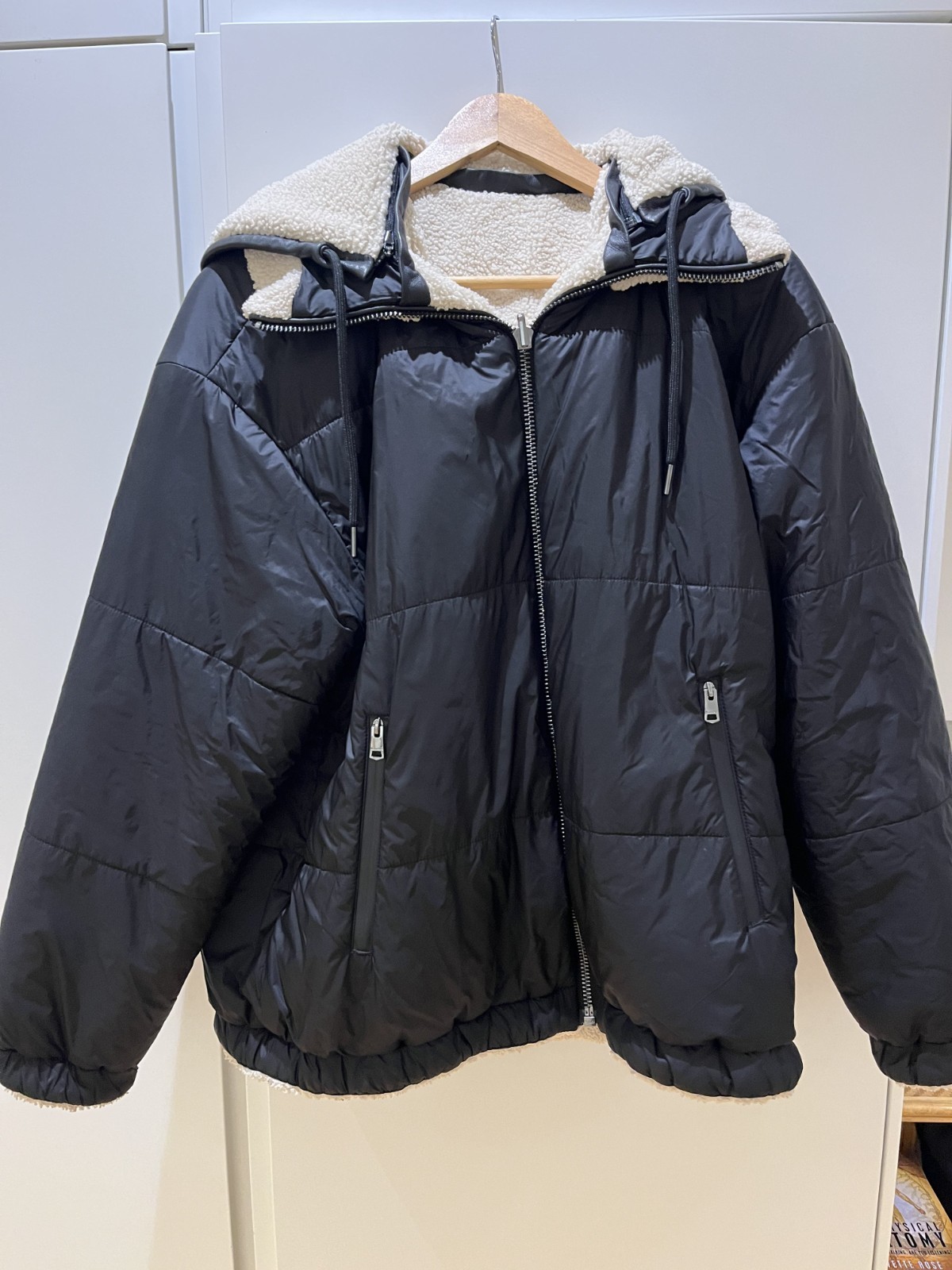 MASSIMO DUTTI REVERSIBLE BLACK PUFFER SHEARLING STYLE JACKET PARKER - SOLD OUT