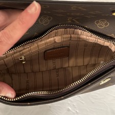 Designer Luxury Women'Ss Bags Shoulder Purse Handbag-Brown Gold Accents-Vtg Styl 9