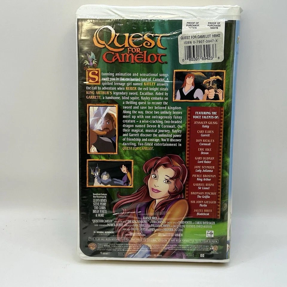 Quest for Camelot VHS 1998 Video Tape 90s Kids Animation Movie Vintage Clamshell - Image 2 of 4