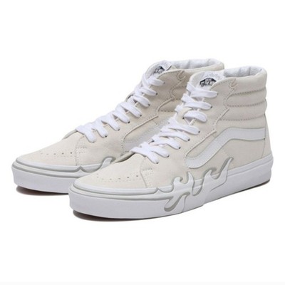Vans Cream Suede High-Tops with Gray Flame Accents Womens Shoe 11 Mens Shoe9.5