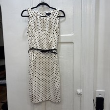 Chaps Ponte Sheath Dress Ivory Black Polka Dots Pockets Wedding Cocktail 4