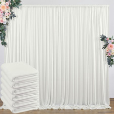 30 Ft X 10 Ft Wrinkle Free Ivory Backdrop Curtain for Wedding Parties, Polyester