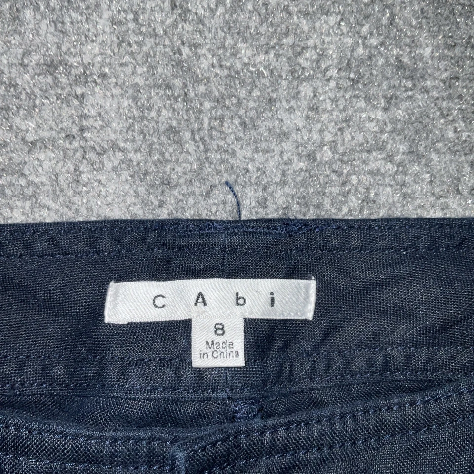 Cabi Pants Womens Size 8 Blue Navy Linen Cropped Casual - Image 2 of 4
