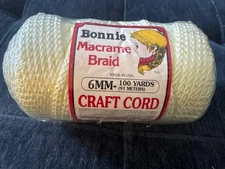 VTG NOS Pepperell Bonnie Macrame Braid Polypropylene Ivory Craft Cord 6 MM-100Y