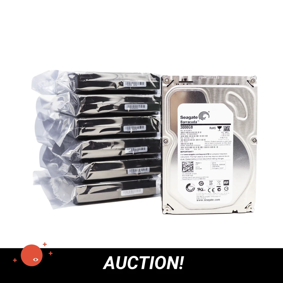 (24TB) 8x Seagate/Dell 3TB SATA 3.5 6Gb/s HDD ST3000DM001 HHD4K Hard Disk