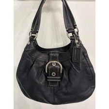 Coach Y2K Soho Leather Lynn Pleated Hobo Buckle Black Shoulder Bag Purse F15527