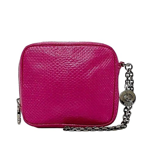 Loewe Pouch Ec-22342 Pink Leather Used Small Cosmetic Bag Compact Japan