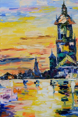 Cityscape, impressionism, oil painting, living room decor - Picture 3 of 10