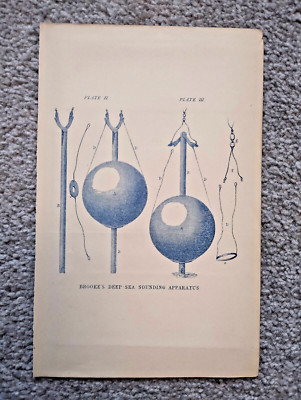 Brooke's Deep-Sea Sounding Apparatus - Antique Print - 1860