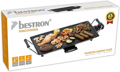 Bestron elektrischer Tischgrill, Plancha-/Teppanyaki-Grillplatte, 4 PERSONEN   