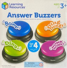 Learning Resources Answer Buzzers - Set of 4, Ages 3 Assorted Colored Buzzers