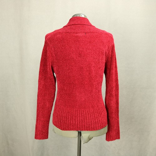 Airport Y2K Chenile Sweater Shawl-Neck Long Sleeve Red XL (or Medium) - Picture 6 of 20