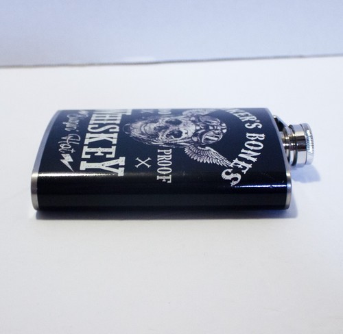 Flachmann Liquid Biker's Bones 100 Proof Whiskey Blazin' Hot 8 oz Flachmann Edelstahl - Bild 6 von 6