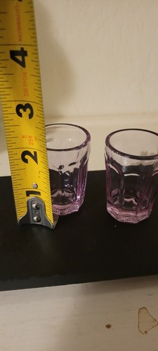 Vintage 20er Jahre Neodym Lila Tequila Schnapsglas Paar 2 - Bild 6 von 6