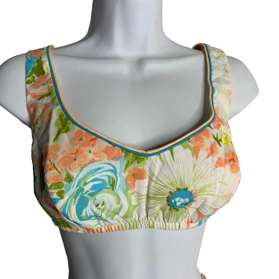 Traje de Juego de Natación Ceeb of Miami Años 60 De Colección S Blanco Floral 2 piezas Acolchado Sin Stock Foto 2 de 4