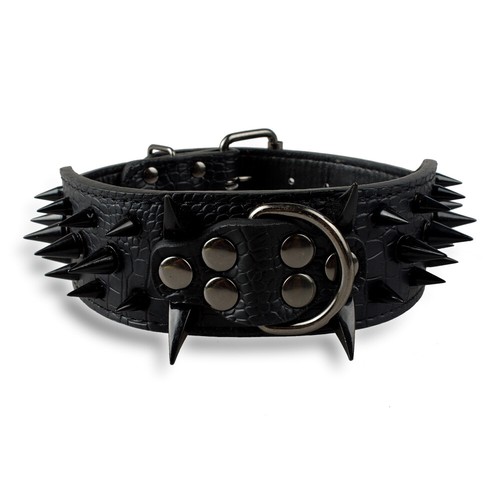 2" Wide Spiked Studded Leather Large Dog Collar for German Shepherd Pitbull S-XL - Picture 6 of 28