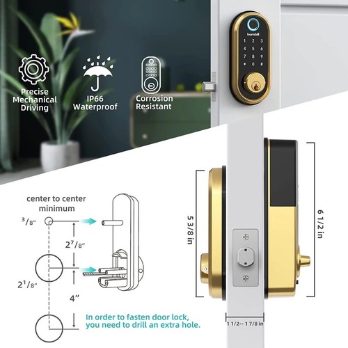 Hornbill Fingerprint Door Lock w/ Keypad Bluetooth Electronic Keyless Lock - Picture 8 of 10