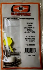 4mm DEEP SIX HIT INSERTS  w/ GLUE & TOOL 12PK. EASTON