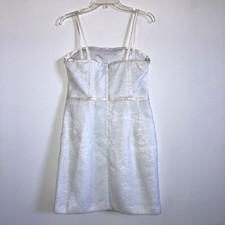 NANETTE LEPORE sz 6 White Sequin Morning Mist Strappy Removable Strap Dress $348